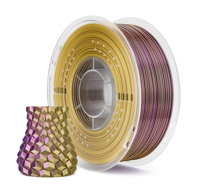 Філамент ELEGOO PLA Silk Yellow Purple 1.75mm, екологічна паперова котушка, 1kg (50.203.0706)