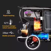Кавоварка HiBREW H1A 4 в 1 Expresso, сумісна з меленою кавою DG Capsule - чорного кольору