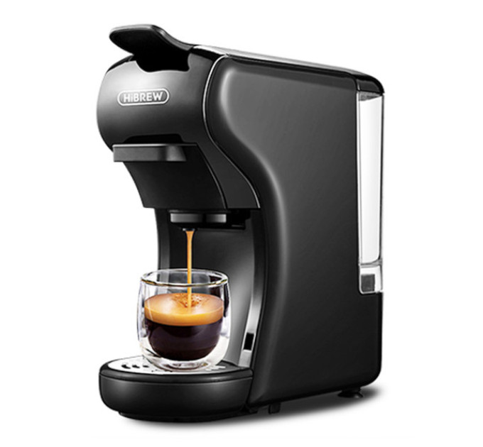 Кавоварка HiBREW H1A 4 в 1 Expresso, сумісна з меленою кавою DG Capsule - чорного кольору