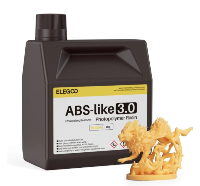 Фотополімерна смола для 3D принтера ELEGOO ABS-Like 3.0 resin 2000G Yellow
