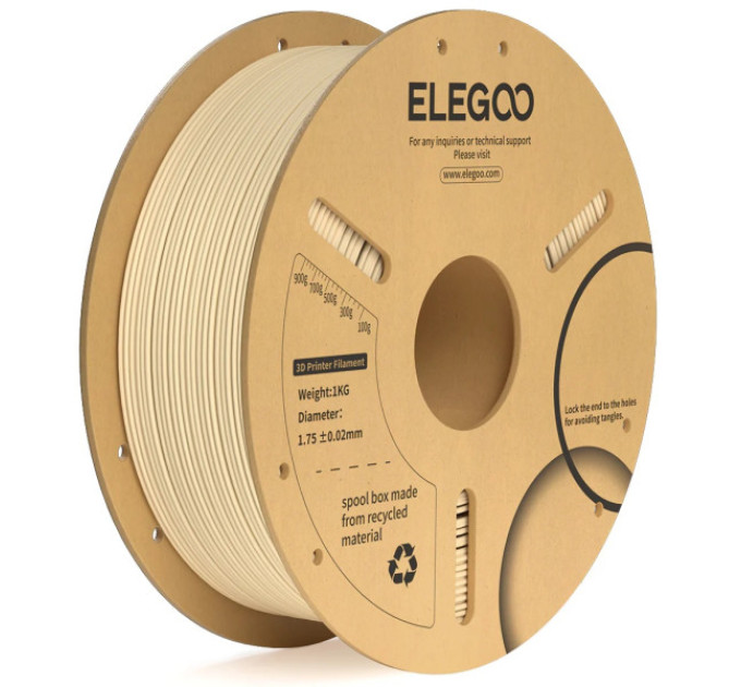 Філамент ELEGOO PLA+ White 1.75mm , екологічна паперова котушка, 1kg (50.203.0049)