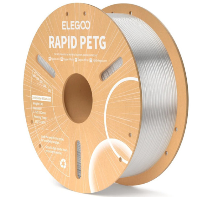 Філамент ELEGOO RAPID PETG Transparent 1 KG 1.75mm, 1kg (50.203.0315)