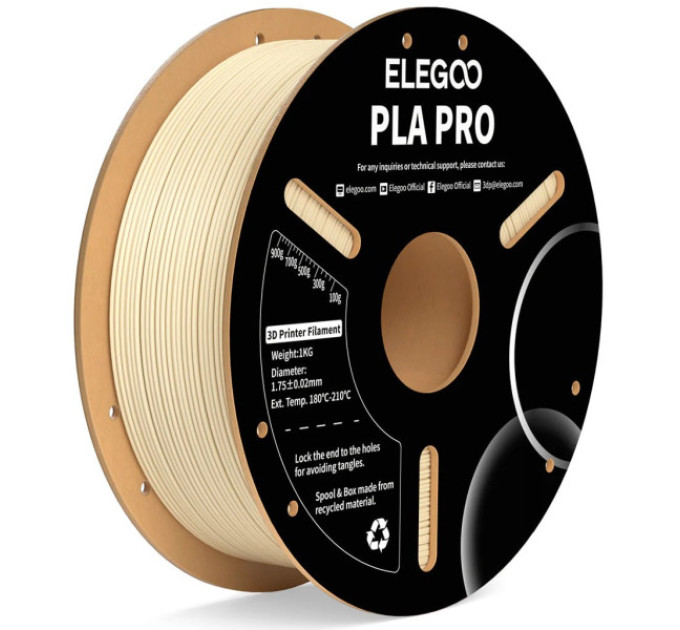 Філамент ELEGOO PLA Pro Beige 1.75mm , екологічна паперова котушка, 1kg (50.203.0789)