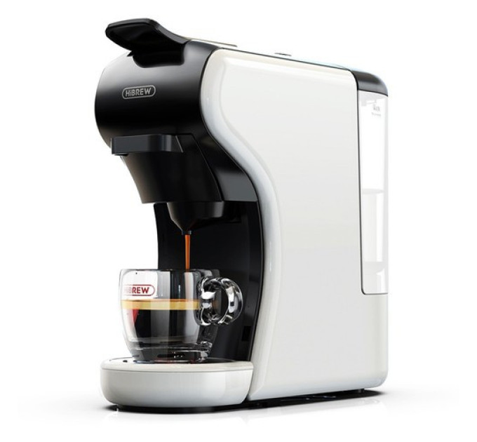 Кавоварка HiBREW H1A 4 в 1 Expresso, сумісна з меленою кавою DG у капсулах - біла