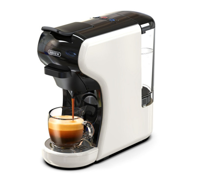 Кавоварка HiBREW H1A 4 в 1 Expresso, сумісна з меленою кавою DG у капсулах - біла