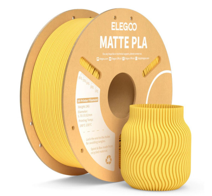 Філамент ELEGOO PLA Matte Sunshine Yellow 1.75mm, 1kg (50.203.0255)