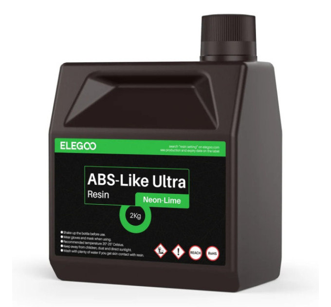 Фотополімерна смола для 3D принтера ELEGOO ABS-Like Ultra Resin 2000G Neon-Lime