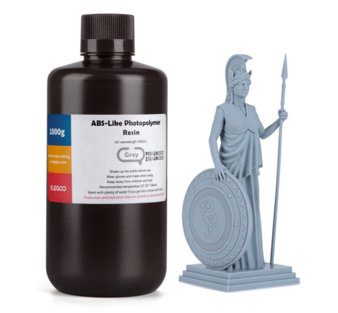 Фотополімерна смола для 3D принтера ELEGOO ABS-Like resin 1000G Grey
