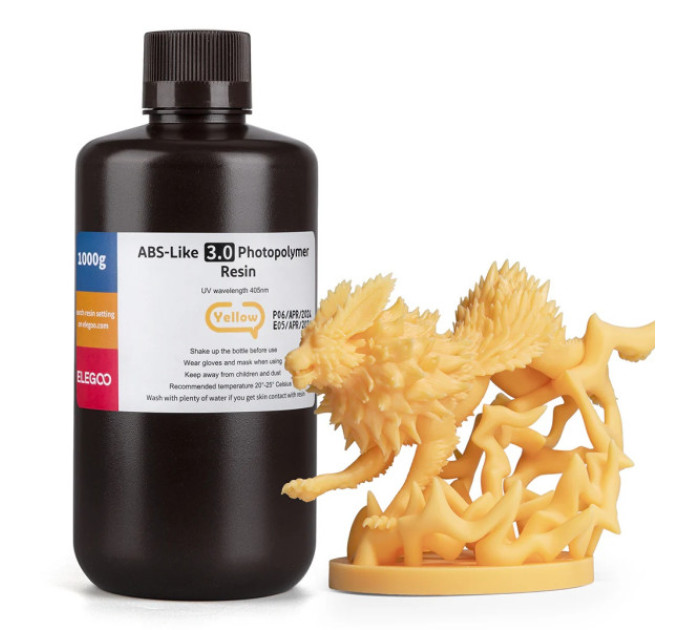 Фотополімерна смола для 3D принтера ELEGOO ABS-Like 3.0 resin 1000G Yellow