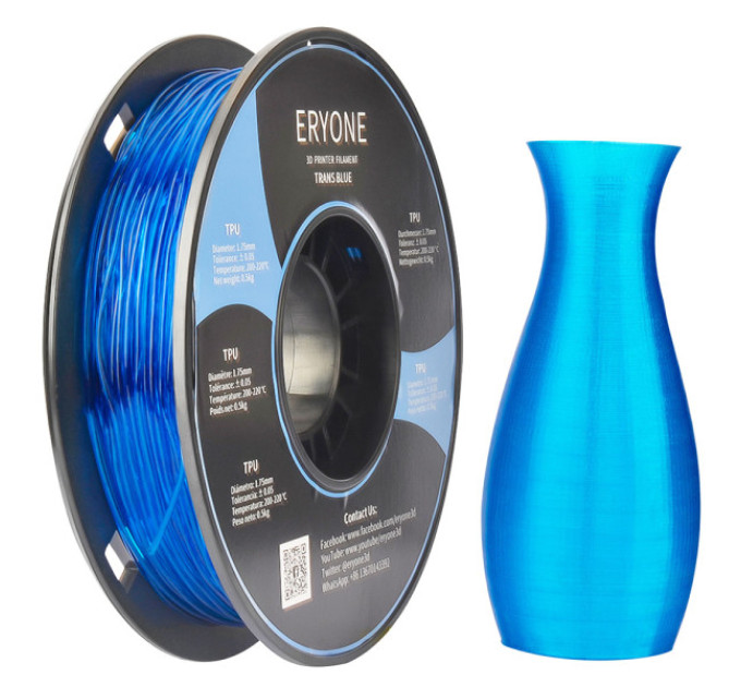 Філамент ERYONE TPU 0.5 кг - прозоро-блакитний