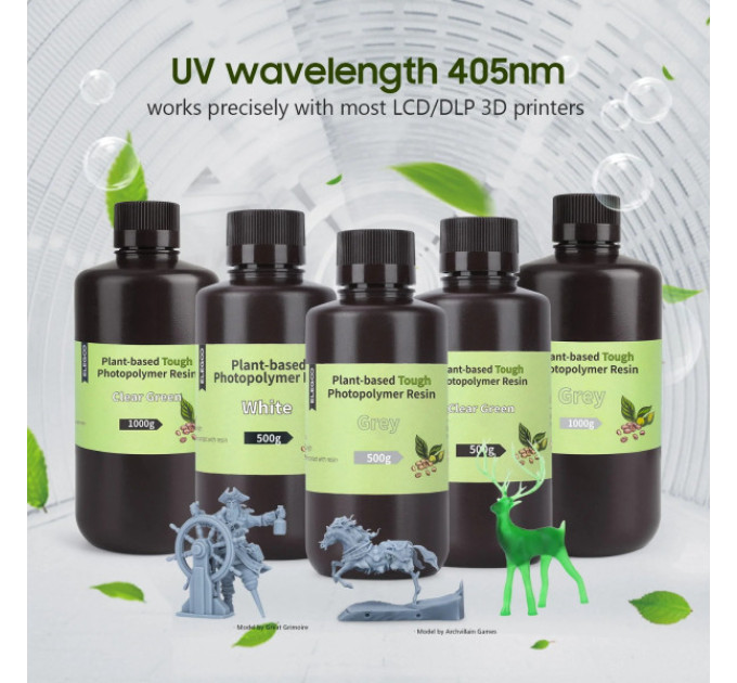 Фотополімерна рослинна смола Elegoo Plant-Based Resin Colored 2KG Grey
