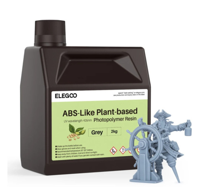 Фотополімерна рослинна смола Elegoo Plant-Based Resin Colored 2KG Grey