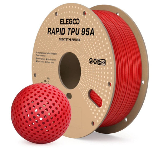 Філамент ELEGOO RAPID TPU95A Red 1KG 1.75mm, 1kg (50.203.0633)