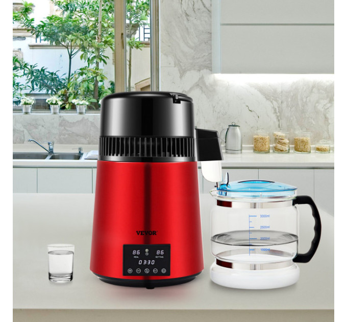  Дистилятор чистої води Vevor YMK40207 4л 220В  червоний