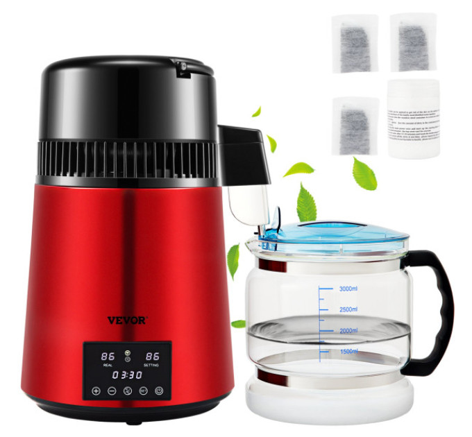  Дистилятор чистої води Vevor YMK40207 4л 220В  червоний