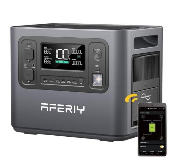 Зарядна станція AFERIY P210 2400W, 2048Wh LiFePO4 Battery, 13 Outputs