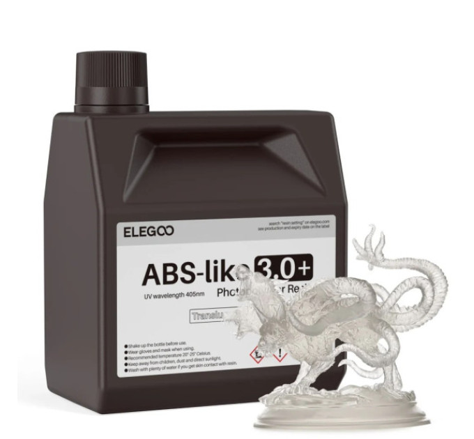 Фотополімерна смола для 3D принтера ELEGOO ABS-Like Resin V3.0+ 2000G Translucent