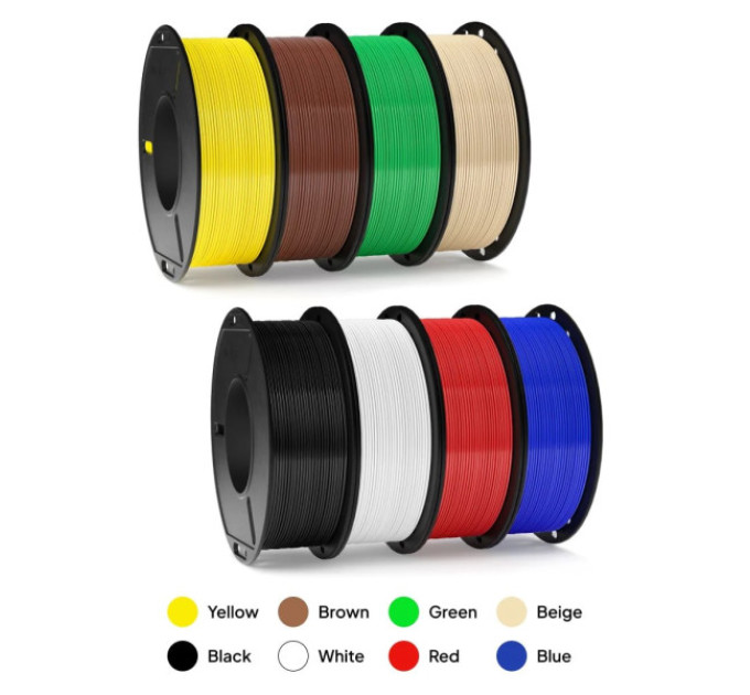 Набір філаментів ELEGOO Black/White/Red/Blue/Yellow/Green/Beige/Brown 250x8 (50.203.0505)