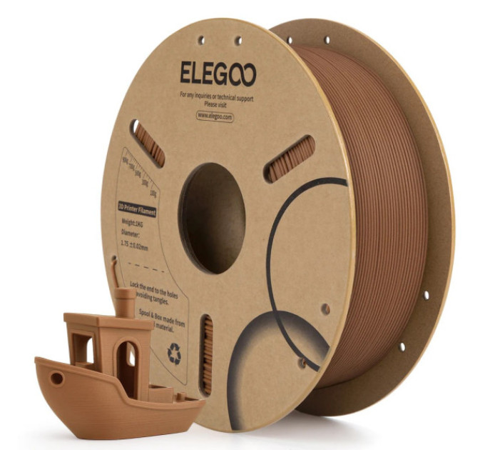 Філамент ELEGOO PLA Medium Brown 1.75mm , екологічна паперова котушка, 1kg (50.203.0657)