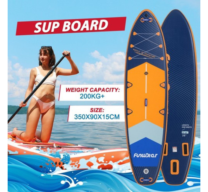 Дошка для веслування стоячи FunWater SUPFW43B 350*90*15 см синьо-жовта