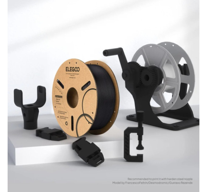 Філамент ELEGOO PLA-CF Carbon Fiber Black 1.75mm , екологічна паперова котушка, 1kg (50.203.0464)