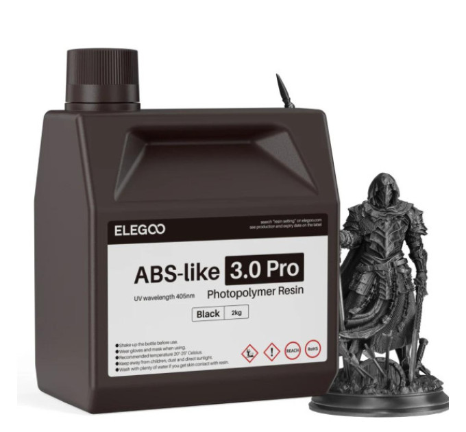 Фотополімерна смола для 3D принтера ELEGOO ABS-Like 3.0 pro resin 2000G Black