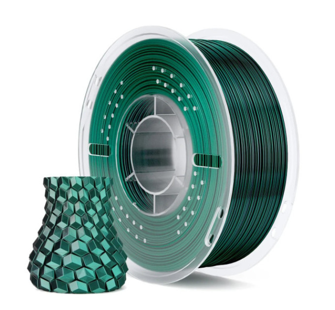 Філамент ELEGOO PLA Silk Black Green 1.75mm, екологічна паперова котушка, 1kg (50.203.0707)
