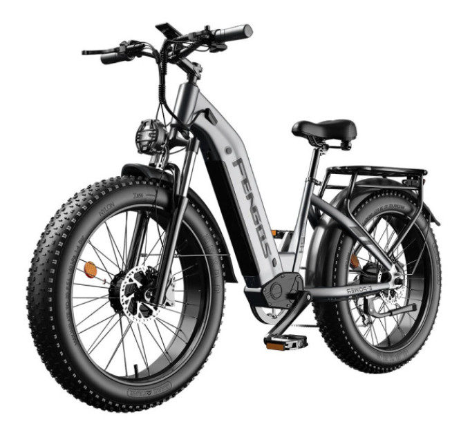 Електричний велосипед FENGQS H2 Pro, двигун 2*1000 Вт, акумулятор 52 В 20 Аг - сірий