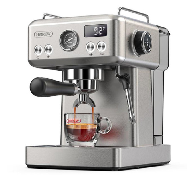 Напівавтоматична еспресо-машина HiBREW H10A, 20 бар, для холодної/гарячої кави - срібляста