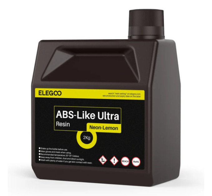 Фотополімерна смола для 3D принтера ELEGOO ABS-Like Ultra Resin 2000G Neon-Lemon