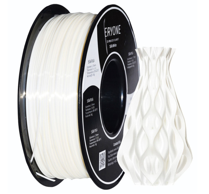 Філамент ERYONE Silk PLA для 3D-принтера 1,75 мм, допуск 0,03 мм, 1 кг - білий
