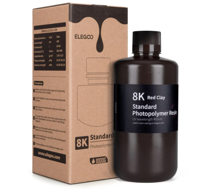 Фотополімерна смола для 3D принтера ELEGOO Standard Resin 8K 1000G Red Clay