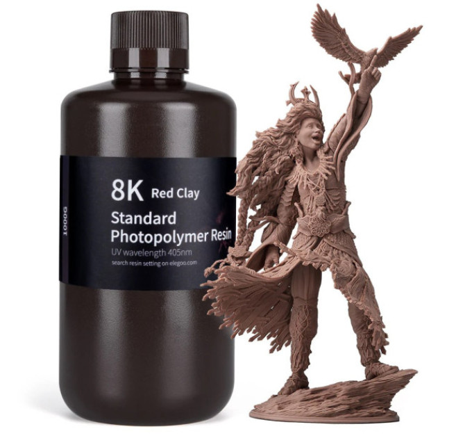 Фотополімерна смола для 3D принтера ELEGOO Standard Resin 8K 1000G Red Clay