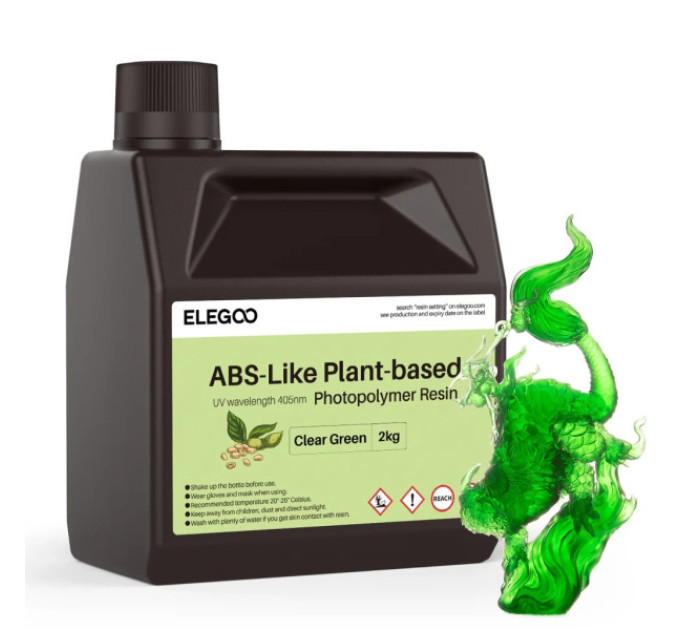 Фотополімерна рослинна смола Elegoo Plant-Based Resin Colored 2KG Clear Green